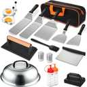 18PCS Griddle Accessories Kit, Flat Top Grill Accessories Set for Blackstone and Camp Chef, Grill Spatula Set with Enlarged Spatulas, Basting Cover, Scraper for Outdoor BBQ