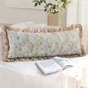 14x36 Inch Cotton Block Print Ruffle Sham Cover,Handmade Boho Floral Block Print Pillowcase,Ruffle Trim,Soft Decorative Cushion Case for Bedroom,Farmhouse&Cottagecore Bedding