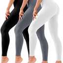 Hmuuo 3 Pack Leggings for Women High Waisted Tummy Control No See-Through Yoga Pants Workout Running Leggings, S-M