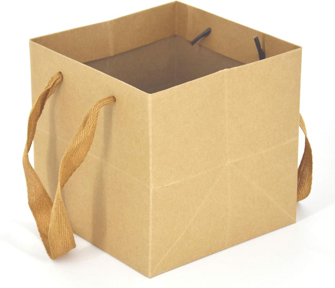 HUAPRINT Brown Paper Bags, 24 Pack Large Gift Bags, 6x6x6inch, Heavy Duty Grocery Shopping Bags, Wedding Party Favor Bags, Square Size, Reusable, Retail Business Packaging Bags
