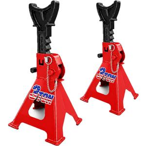 Jack Stands, 3 Ton Jack Stand with Double Pin Locking, Safety Stands for Home Garage Vehicle Repair Car Lift Supports Jack, 1 Pair, Red