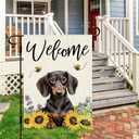 DLZDN Summer Sunflower Dachshund Dog Garden Flag 12×18 Inch Double Side Vertical Burlap Farmhouse Yard Sign Seasonal Outdoor Decoration