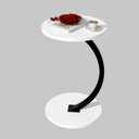 Round Side Table, C Shaped End Table for Couch, Sofa and Bed, Mid Century Modern Small Bedside Table Nightstand for Living Room, Bedroom, Corners and Office(White)