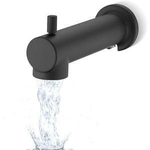 YASINU Slip on Extra Long Tub Spout with Diverter Universal Tub Diverter Spout for 1/2" Copper Water Pipe, Matte Black