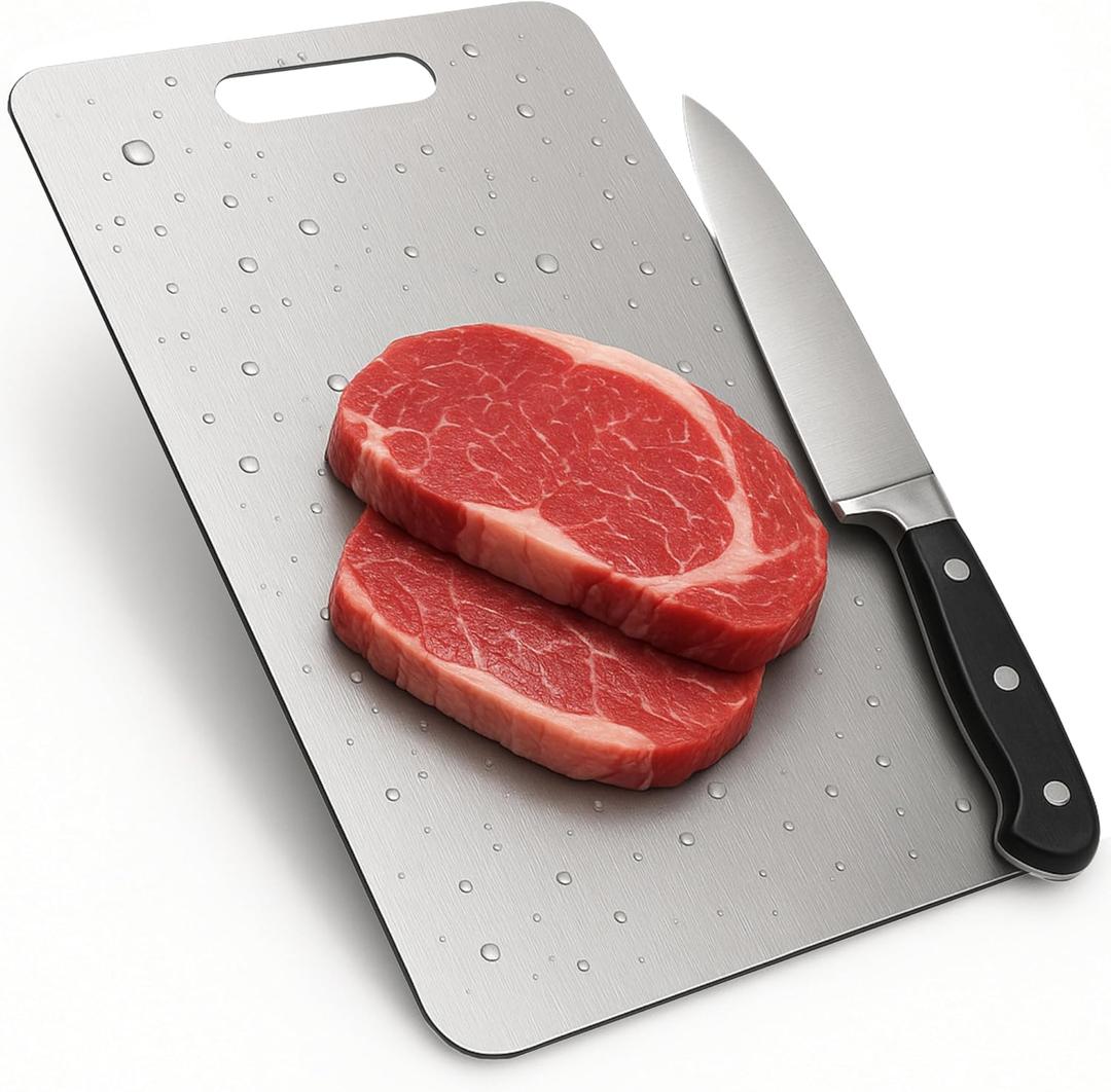 Titanium Cutting Board for Kitchen - Non Toxic Cutting Board - Easy to Clean and Dishwasher Safe - Non Plastic Metal Surface for Safe Meat Prep - Perfect for Health-Conscious Cooks