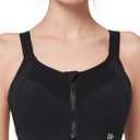 Yvette Adjustable Sports Bras for Women High Impact Support, Zip Front Sports Bra Plus Size Wireless for Running Workout Gym, M