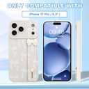 OOK Wrist Strap Case for iPhone 17 Pro, White Bow | With Screen Protector, Adjustable Wristband Kickstand, Slim Soft TPU Protective Cover for Girls & Women