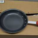 DUMOS 8 Inch Nonstick Frying Pan, Heavy-Gauge Aluminum Skillet with Ceramic Nonstick Coating, Stainless Steel Base & Handle, Omelet Pan for Induction, Electric, Gas, PFAS Free, Oven Safe, Red Handle
