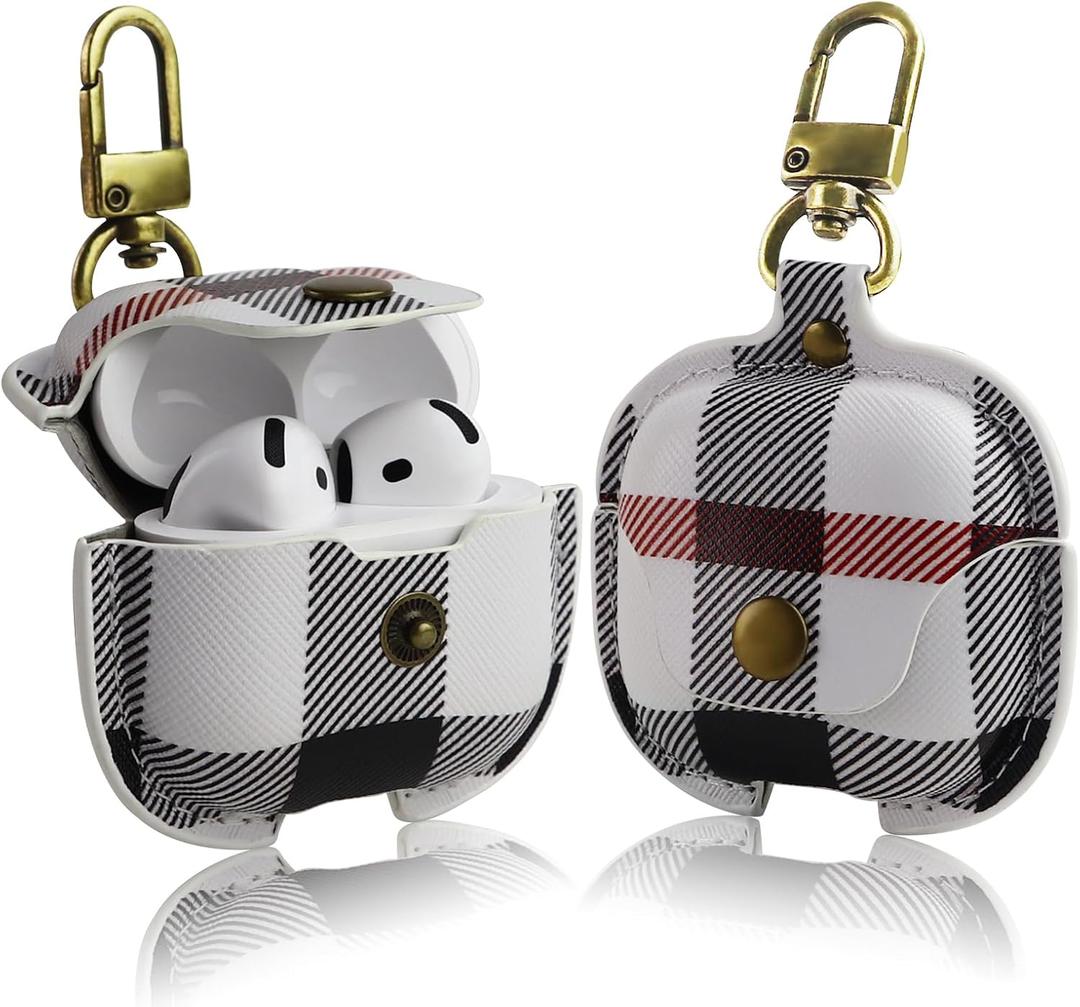 for AirPods 4 Case Cover 2024, Cute Leather Shockproof Protective Cases Compatible with AirPods 4th Generation Case for Women Men (C)