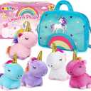 KMUYSL Toys for 18 Months+ Year Old Girls, Plush Stuffed Animal with 5 Unicorn Babies in Plush Bag Toy, Soft Plush Toys Set, Christmas Birthday Gifts for 2 3 4 5 6 7 8 Girls Boys Baby, Toddler, Kids