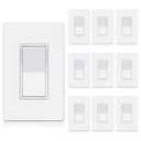 BESTTEN 10 Pack Single Pole Decorator Wall Light Switch with Screwless Wallplate, 15A 120/277V, On/Off Paddle Rocker Interrupter, UL Listed, White