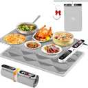 Warming Mat for Food, Fast Heating Silicone Electric Warming Tray with Heat Resistant Pad Protects Table,7 Level Temp, 8H Timer, Portable & Rollable Food Warmers for Parties Buffet, Daily Use (24*15 IN, Gray)