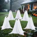 JOYIN 3 Pcs Halloween Decorations Outdoor Ghosts Pathway Lights, 18 White Cloth Ghost with White Light Up Yard Stakes for Graveyard Yard Lawn Garden Prop, Party Decor Supplies
