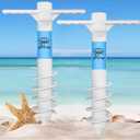 AMMSUN Beach Umbrella Sand Anchor Heavy Duty Outdoor Umbrellas Base with 5 Spiral Screw Universal One Size Fits Most Beach Umbrella Safe Umbrella Holder Stand Ideal for Strong Winds White (2, White)