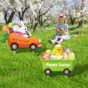 2 x Easter Decorations Outdoor, 2 Pieces Easter Yard Signs with Stakes, Cute Bunny Eggs Yard Lawn Decor with Carrot Truck, Happy Spring Welcome Yard Sign for Home Garden Outside Party Supplies