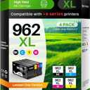 962XL Ink Cartridge Combo Pack Compatible for 962 Ink Cartridges Work with Officejet Pro 9015e 9015 9010 9018e 9025e 9012e 9018 9025 9020 9012 Printers 4 Pack (Black Cyan Magenta Yellow)