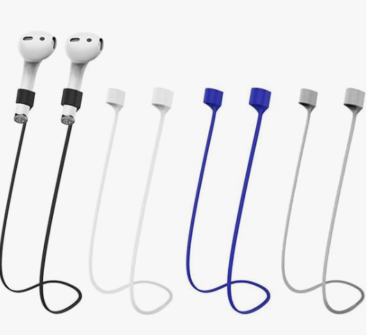 Magnetic AntiLost Straps for AirPods,Colorful Soft Silicone Sports Lanyard, Neck Rope Cord, Black/White/Gray/Blue