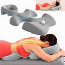 Huyolume Face Down Massage Pillow Set, Breast Support Chest Cushion with Face Rest & Neck Pillow, Memory Foam for Massage Table, Bed, Home Spa and Salon Use, Light Gray