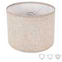 Small Lamp Shade, Beige Drum Lampshade 8.7''Top X 8.7'' Bottom X 7.9'' High, Replacement Lamp Shade Natural Linen Hand Crafted for Table Lamps Floor Lamps Chandelier Lamp, Easy Assembly Required