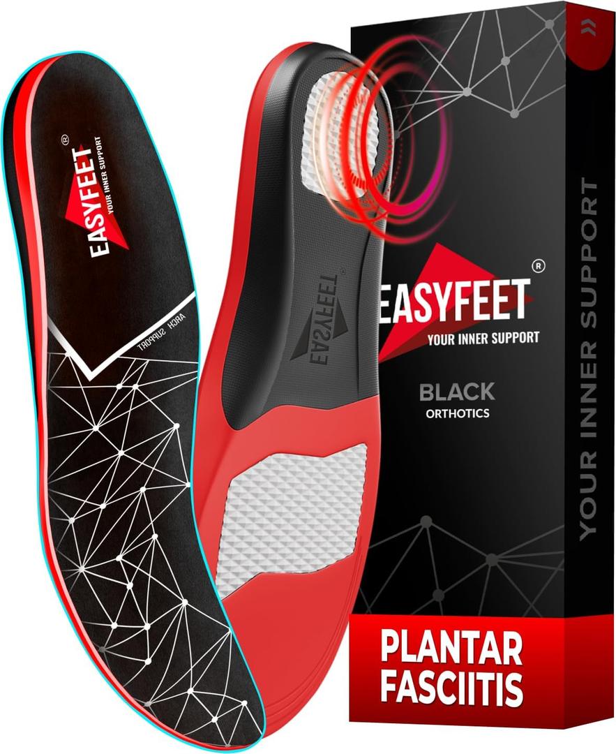 Premium Anti-Fatigue Shoe High Arch Support Insoles Men Women - Plantar Fasciitis Inserts - Orthotic Inserts Shoe Soles Standing All Day - Flat Feet Foot - Work Boot Insoles (M (Men 9-10.5/Women 10-11.5), Black)
