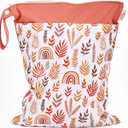 2 x Wet Bag,Wet Dry Bag,Wet Bag for Swimsuit,With Two Zipper Wet dry Pouch,Waterproof Reusable Rainbow Multicolored Leaf
