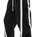 Fisoew Women's Baggy Wide Leg Pants Casual Drawstring Elastic Waisted Contrast Color Workout Y2K Track Pants (Black)