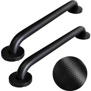 24 Inch Handicap Grab Bars, 2 Pack Stainless Steel Grab Bar for Bathtubs and Showers, Wall Mount Safety Shower Grab Bars for Seniors Injury Elderly, Matte Black Knurled