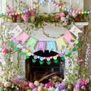 Frienda 4 Pcs Spring Garland Decorations Felt Pompom Ball Garlands Hello Spring Tulip Flower Banner for Holiday Birthday Party Carnival Decoration Photo Prop Nursery Easter Farmhouse Decor