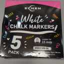 5 Pack Washable Window Markers for Cars, 15mm White Jumbo Liquid Chalk Markers, 3 in 1 Nib, Metallic & Neon Paint Glass Pen for Auto, Chalkboard, Blackboard, Bistro, Menus and Any Non-Porous Surface