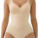 SHAPERX Women's Shapewear Tummy Control Bodysuit with Removable Pads Seamless Sculpting Mid Thigh Body Shaper L/XL