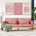 HLNIUC Matisse Pink Framed Wall Art Set,Neutral Pink Flower Canvas Wall Decor Set of 3(24”x36’) Modern Aesthetic Pictures Painting,Abstract Floral Market Art Print for Living Room Bedroom Office