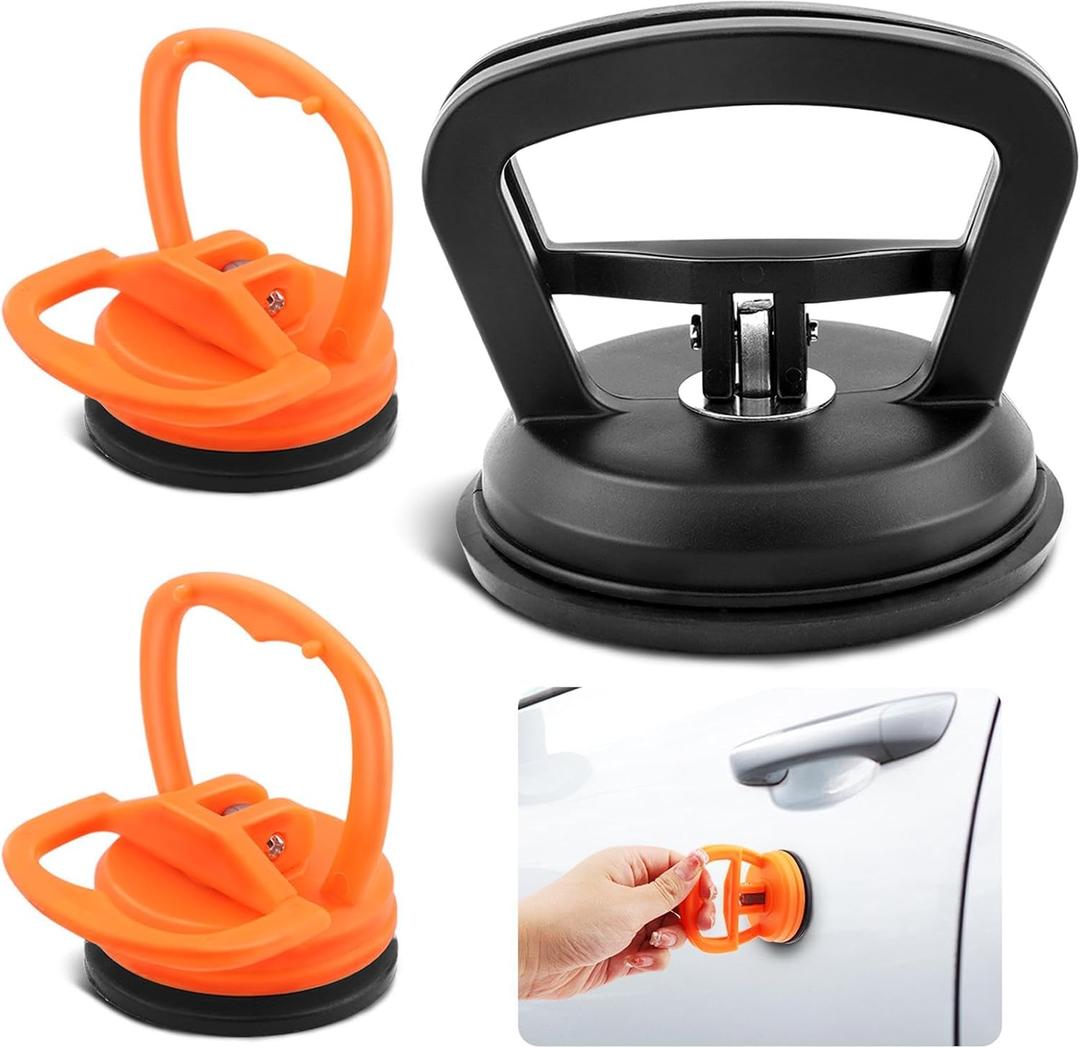 3 Pack Car Dent Puller Car Dent Removal Kit Handle Lifter Powerful Suction Cup Dent Puller and Paintless Dent Repair Kit for Car Body Dent,Glass,Tiles (Color Black,Orange)