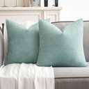 MIULEE Pack of 2 Aqua Green Decorative Pillow Covers 18x18 Inch Soft Chenille Couch Spring Throw Pillows Farmhouse Cushion Covers for Home Decor Sofa Bedroom Living Room