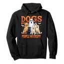 Dogs Because People Are Creepy Funny Halloween Dog Lover Pullover Hoodie, 2XL