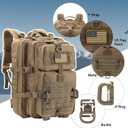 Hannibal Tactical MOLLE Assault Pack, Tactical Backpack Military Army Camping Rucksack, 3-Day Pack Trip w/USA Flag Patch, D-Rings, Coyote