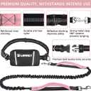 Hands Free Dog Leash Bungee Retractable Dog Running Waist Leash for Running Walking Jogging Training Hiking with Medium to Large Dogs, Adjustable Waist Belt Pouchouch, Reflective Stitches, Dual Handle
