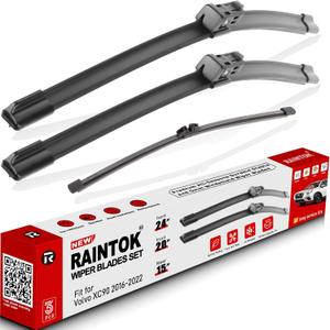Windshield Wiper Blades Replacement for Volvo XC90 2016 2017 2018 2019 2020 2021 2022 Original Factory Quality Front Rear Wipers Blade Set for My Car - 24" 20" 15" (Pack of 3)