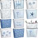 10 Pcs Ocean Themed Cosmetic Bags Bulk Zipper Pouch Makeup Bag for Women Girls Sea Weekend Travel Vacation Trip Gifts Supplies Nautical Party Favors Beach Accessories