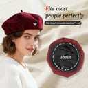 Women's Chenille Beret - Soft & Warm French Hat with Metal Heart Accent for Fall/Winter.