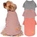KYEESE 3Pack Dog Sweater, Soft Puppy Sweatshirt Stretchy Pullover Dog Sweater for Small Dogs Girl Boy, Lightweight Fleece Cat Shirt Pet Clothes with Sleeves, M (Medium (8.5-13lbs), 01# 3Pack(Orange+Grey+Stripe))