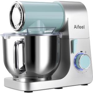 Aifeel Stand Mixer,6.5QT Tilt-Head Electric Stand Mixer,700W DC Motor with Low Noise,Kitchen Mixer with Dough Hook,Beater,Whisk,Dishwasher-Safe Attachments for Baking (Green/Silver)