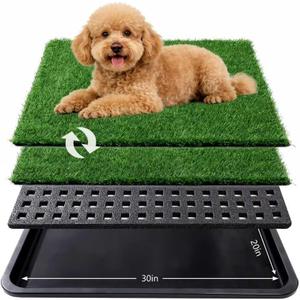 Dog Grass Pad with Tray,30x20 in Dogs Potty Tray with 2-Pack Upgraded Replacement Artificial Grass,Dog Litter Box for Pet Training,Indoor Portable Pottys Pet Toilet