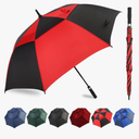 Automatic Open Golf Umbrella, 54 inch Extra Large Oversize Double Canopy Vented Stick Umbrellas, Windproof Waterproof Umbrella for Men And Women (Red Black)
