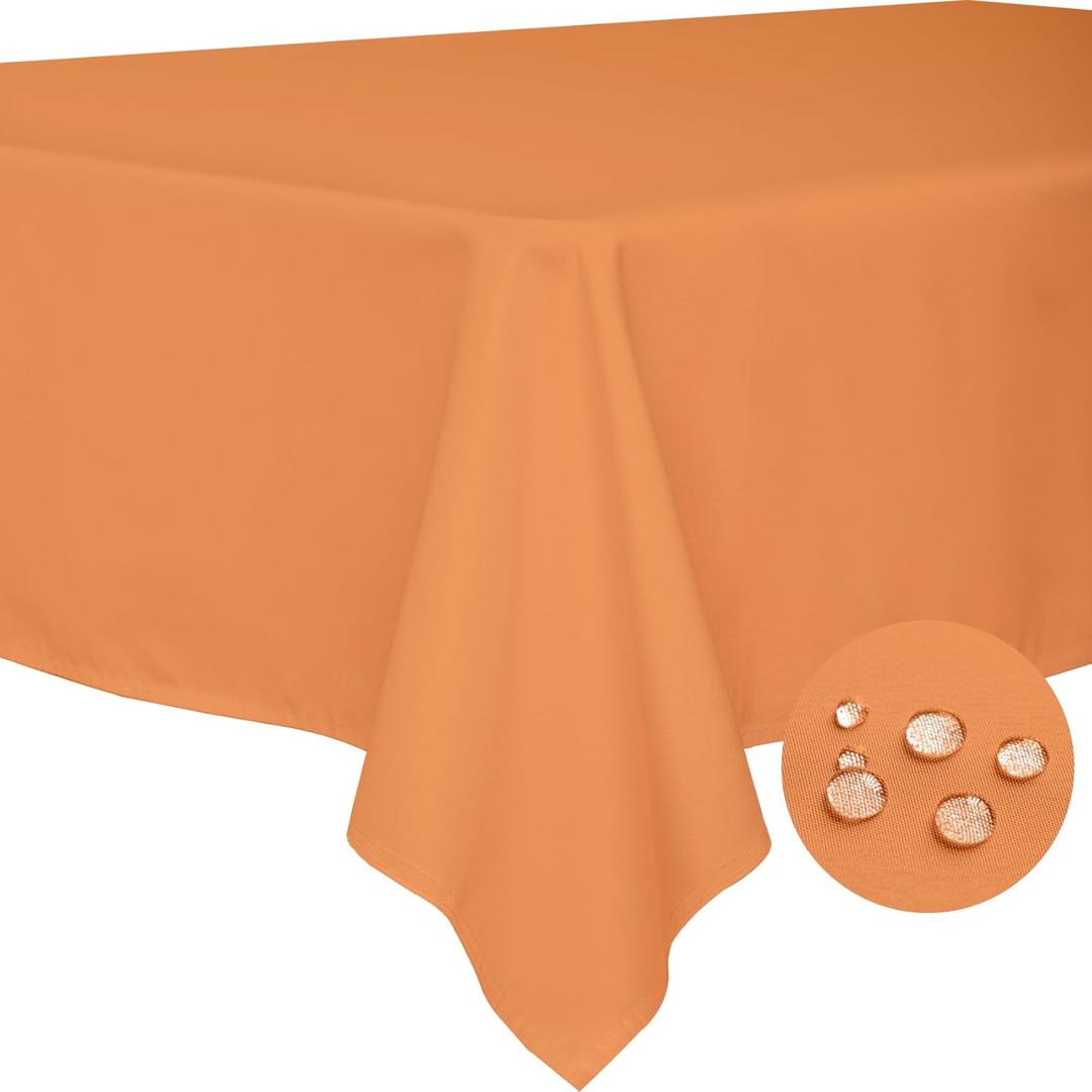 BYDOLL Table Cloth Orange 60x120 Inch Tablecloth for 6 Foot Rectangle Tables Outdoor Washable Wrinkle Free and Spillproof Polyester Tablecloth for Festival Camping Picnic Party Cover