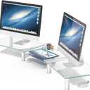 Hemudu Dual Monitor Stand -Adjustable Length and Angle Dual Monitor Riser, Desktop Organizer for PC, Computer, Laptop (Clear)