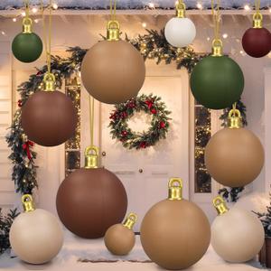 Jetec 12 Packs Giant Christmas Inflatable Balls Ornament 24/18/9 Inch Large Xmas PVC Inflatable Balls Bulk Neutral Christmas Blow up Ornaments for Xmas Holiday Outdoor Indoor Yard Decor