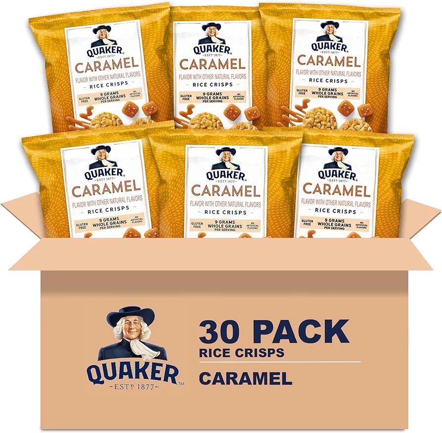 Quaker Rice Crisps, Gluten Free, Caramel, 0.91 Oz, 30 Count, Best By 05/03/26