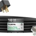 PLUGTUL 20AMP Extension Cord 10FT, NEMA 5-20 Heavy Duty Extension Cord, Lighted End, 12Gauge, SJTW, 20AMP 125V 2500W, Black