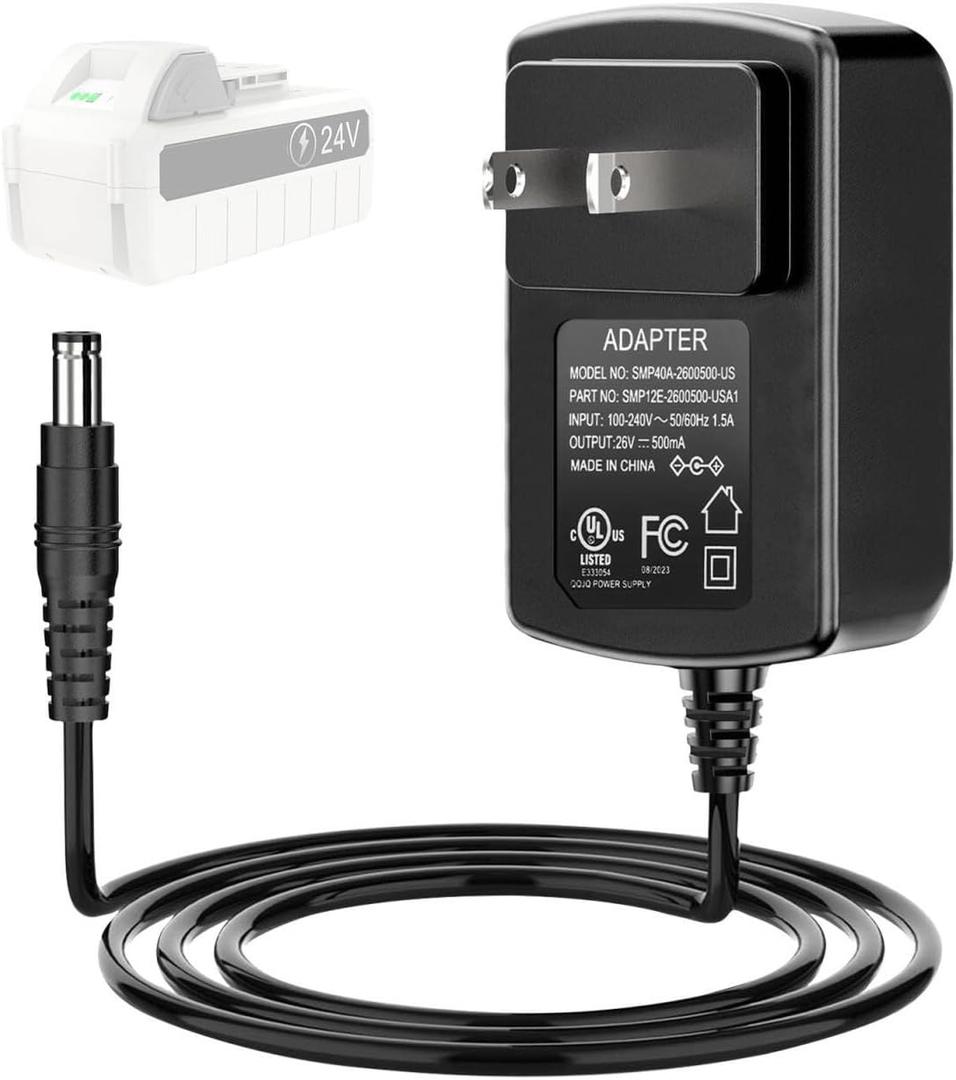 24VCHRG-QC iON+ Quick Charger for Snow Joe & Sun Joe 24V iBAT24 and 24VBAT Series Batteries Compatible with All iON Battery Models iBAT24-LT, iBAT24-XR, 24VBAT-LTE, 24VBAT-XR AC Adapter