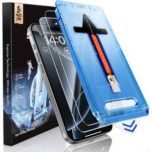 MAGIC JOHN 2 Pack for iPhone 16 Pro Max 6.9 inch Tempered Glass Screen Protector, HD Clear, Bubble Free, Easy Installation, Auto Dust-Elimination